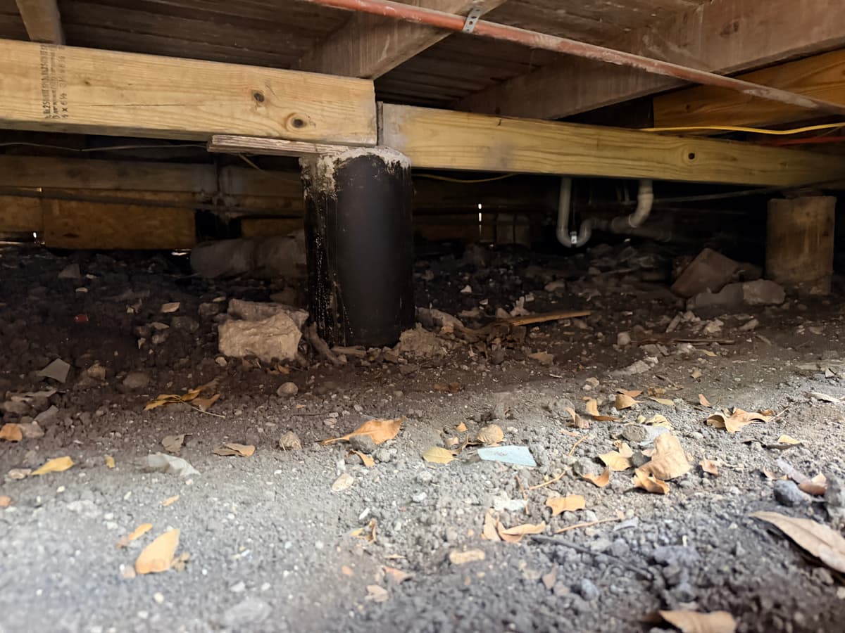 Debris and moisture under a pier & beam home
