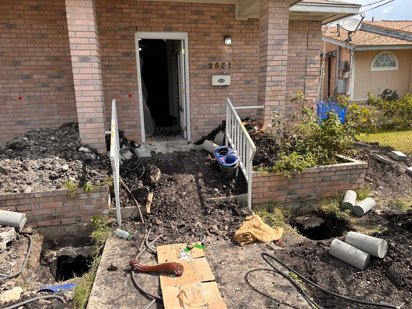 Piers positioned to level a settling San Antonio home