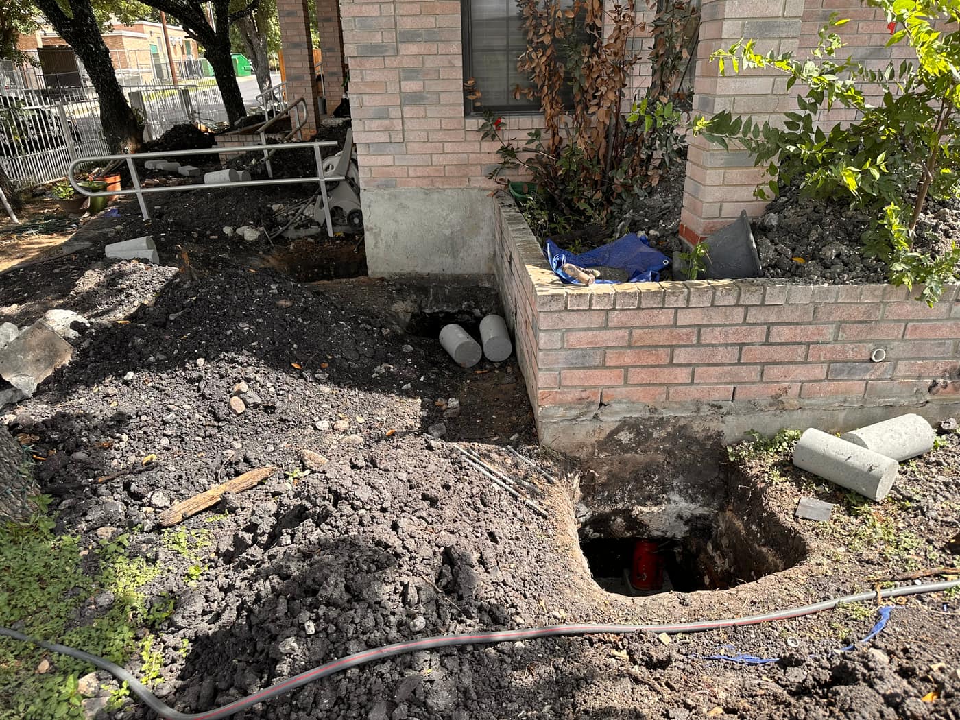 Foundation perimeter excavated for pier installation