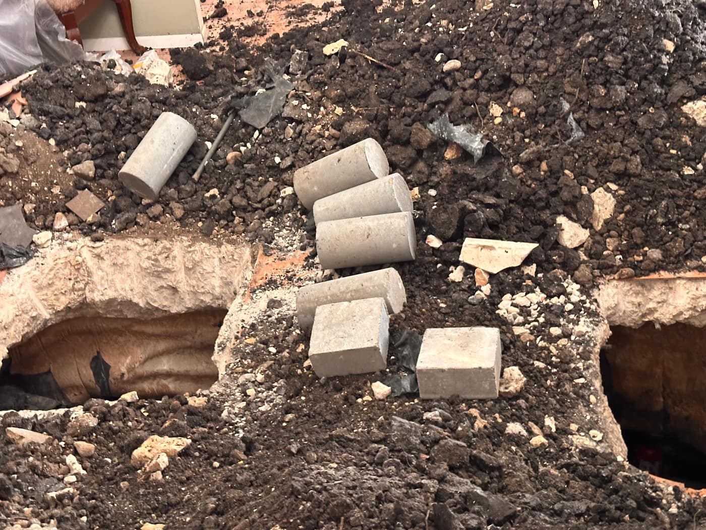 Slab piering excavation inside a San Antonio home