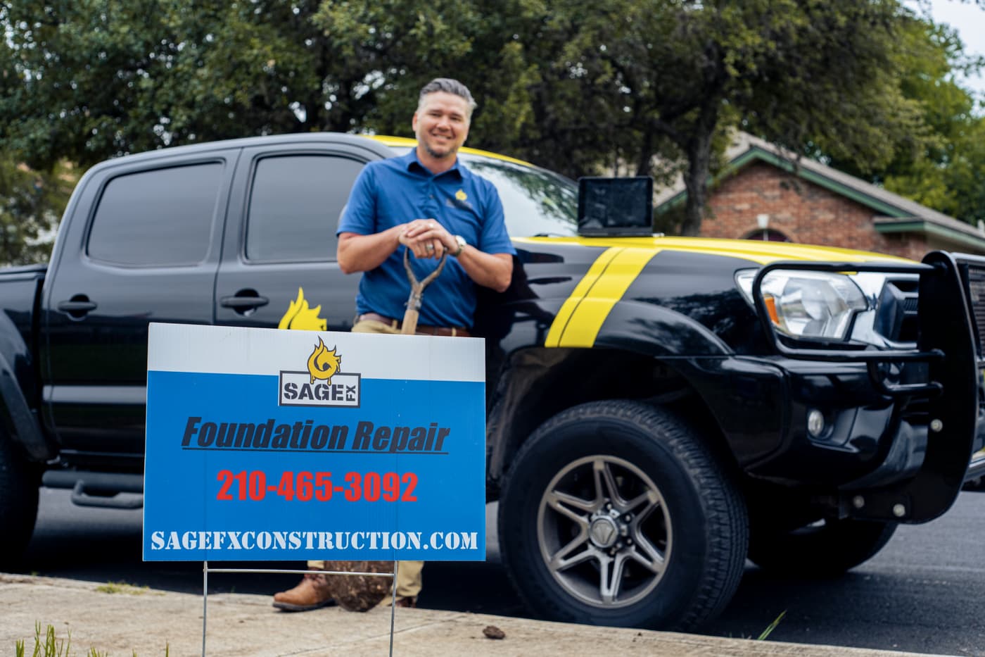 Sage FX Foundation & Construction owner with the company truck