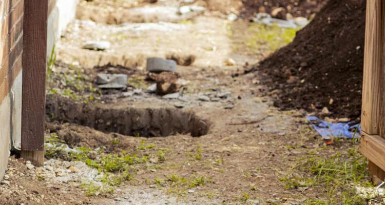 Steel Piers Holes Foundation Repair Texas