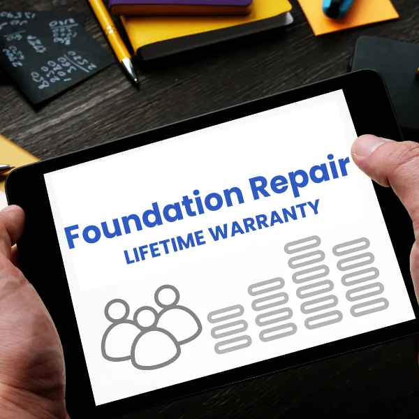 An image showing a foundation repair with a lifetime warranty.