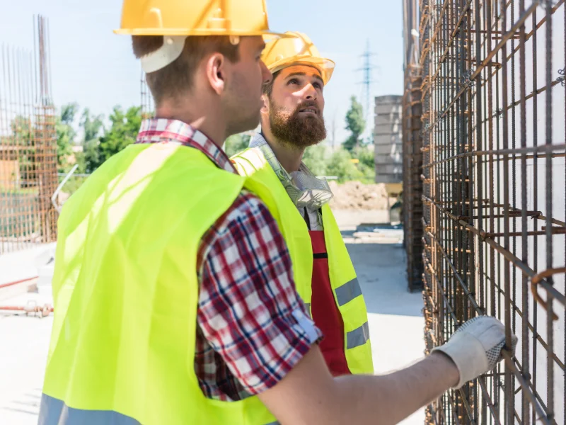 An image showing experienced technicians assessing a pier and beam foundation.