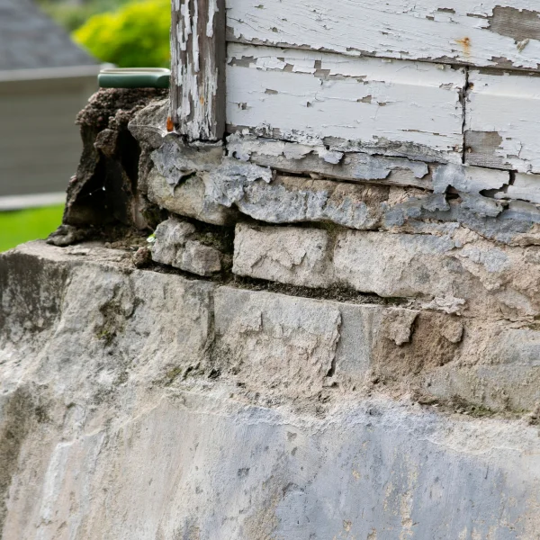 Image showing a home with visible foundation issues.