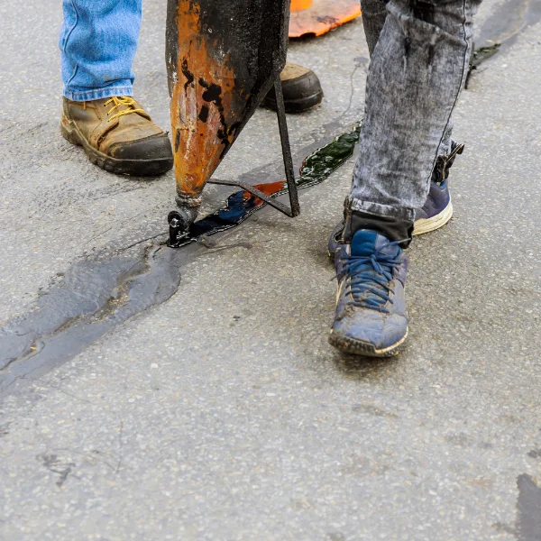 An image of foundation cracks being repaired.